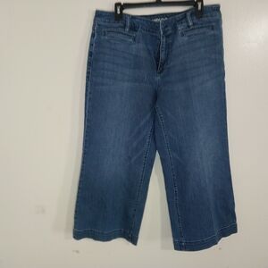 Lands' End Size 16 Women's Flare Wide Leg Blue Jeans